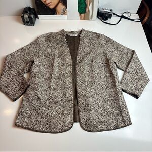 Silk Open-Front Jacket Topper | Brown Ivory Pattern | Plus Size 18 20